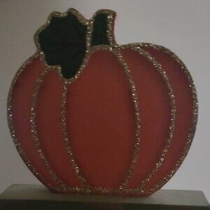 Wooden Lightweight Glittery Autumn Blessings Pumpkin 6" x 4" x 2.5"